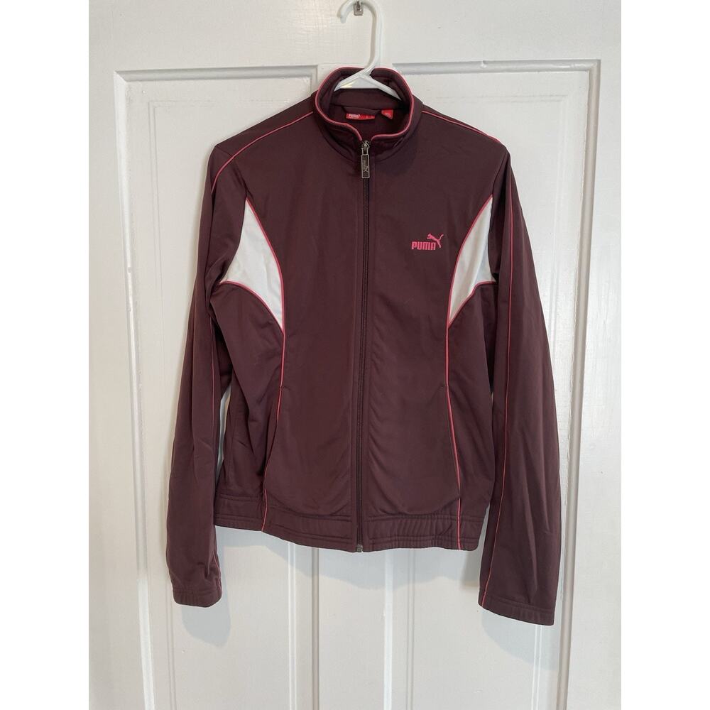 Puma Women's Purple Long Sleeve Lightweight Windbreaker Track Jacket Sz Large